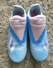 Adidas Blue Silver Laceless Football Boots UK Size 1 Junior