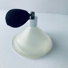 White Matt Satin Art Glass Perfume with Black Pump Refillable Bottle Fragrance