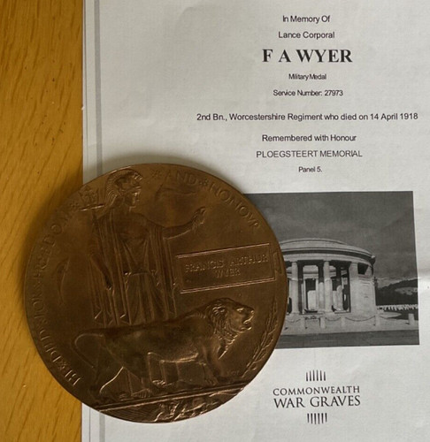 Ww1 memorial death penny - ww1,