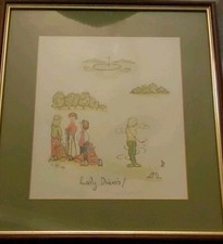 Vintage 1991  Hand Drawn Golf Picture  Titled "Lady Drivers" Artist C May