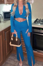 Oh Polly Blue Split Flare High