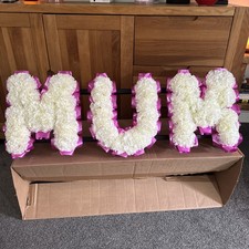 Mum 3 Letter Tribute Artificial Silk Funeral Flower Wreath Name Memorial