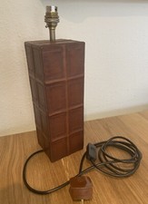 VTG Laura Ashley Leather Panelled/Brass Table Lamp 38cm Ht 10x10cm Sq.100W VGC