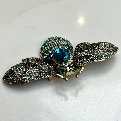 Blue bee brooch pin - brooch,