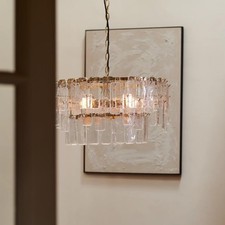 The White Company Kensington Cahndelier Brass Clear Iron Ceiling Light Lighting