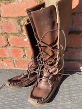 Moccasin boots, LARP/reenactment/outdoors, men’s 41 size 7, brown cowhide