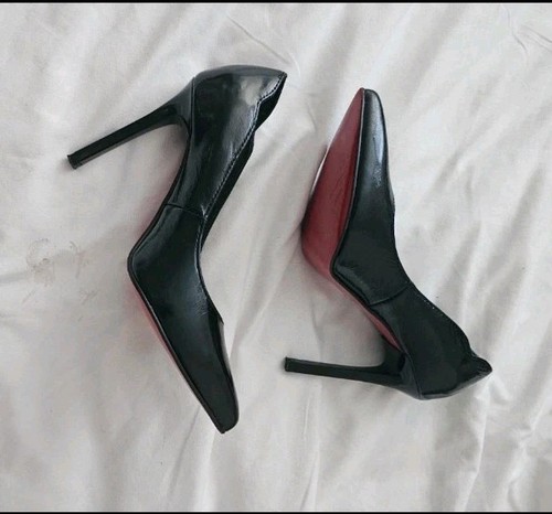 Black patent leather heels - leather, uk