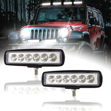 SKYWORLD 6Inch Single Row LED Light Bar 18W Spot Beam LED Work Lights Bar 6000K
