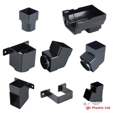 Osma 100mm Squareline Gutter fittings & 61mm Square down pipe fittings in Black