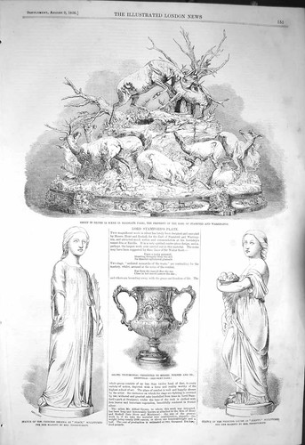 Old antique print 1856 - 1856, statue