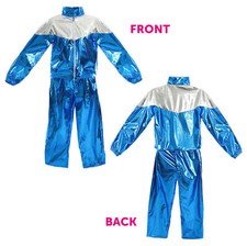  1980'S SHELL SUIT COSTUME CHAV FANCY DRESS ADULT SHINY TRACKSUIT MEN'S WOMEN'S