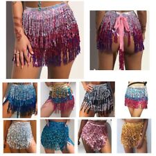 Sequin Tassel Wrap Skirt Belly Dance Costume Hip Scarf Nightclub Festival Skirt
