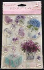 Flowers vase jar butterfly gift Henbury Lane Purple Papermania clear stamp set