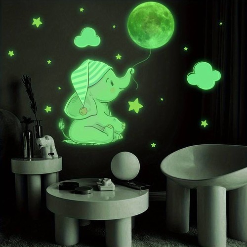 Night glow wall decal elephant - glow,
