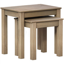 Nest of Tables Solid Pine Wood Set of 2 Coffee Side Table Living Room Furniture
