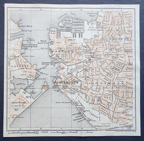 Antique 1907 map plan of - antique,