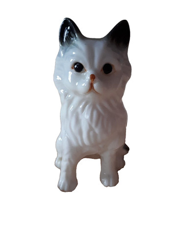 Cat figurine white black - figurine,, white/black