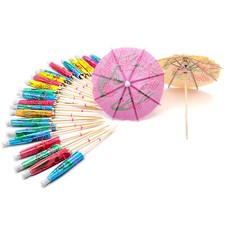 AKORD 24 Mixed Paper Cocktail Umbrellas Parasols Party Drinks