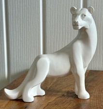 Vintage Leonardo White Cougar Leopard Lioness Big Cat Figurine Ornament 6”