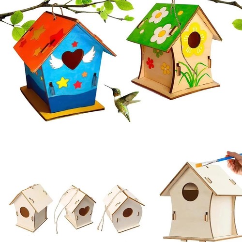 Wooden bird house - wooden, hanging
