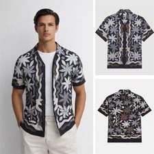 Mens Reiss Black Floral Shirt