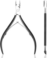Cuticle Nipper with Cuticle Pusher-Professional Grade Stainless Steel Cuticle Re