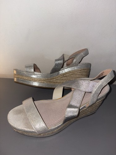 Silver metallic wedge - wedge, sandals