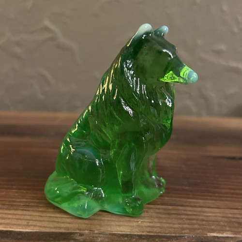 Mosser glass green dog with - glass,
