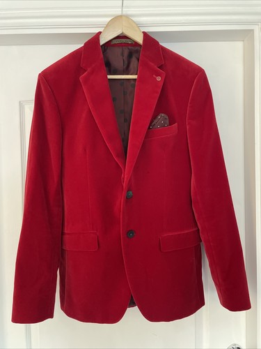 Zara red velvet blazer - red, 40