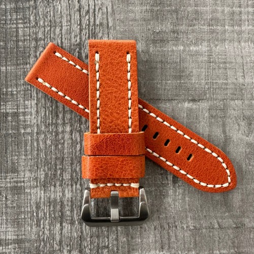 24mm orange leather watch - orange,