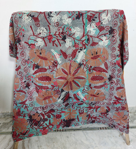 Vintage floral kantha quilt - vintage,