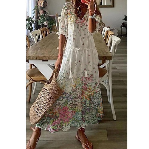 Womens beach boho - floral, long