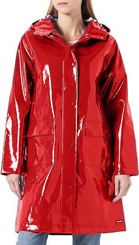 Women glossy red parka hooded - women,