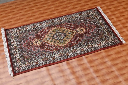 Red silk rug traditional - red,