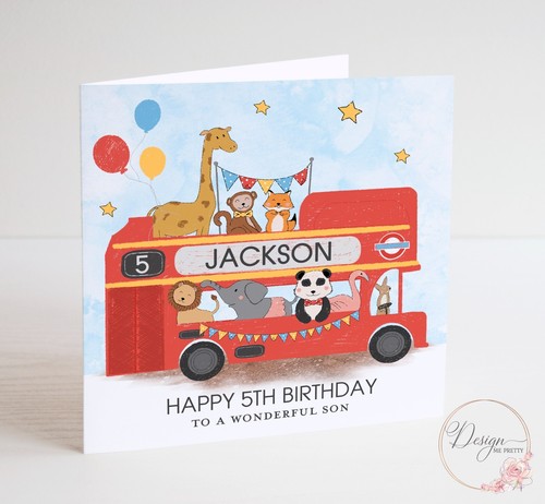 Fun bus birthday card - bus,