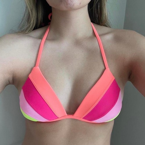 Multicolored neon bikini top - multicolored,
