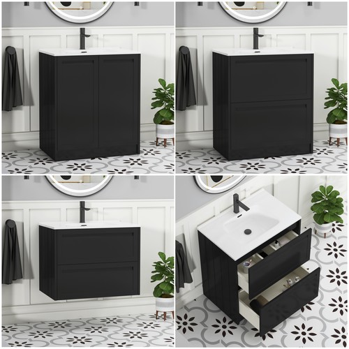 Black vanity unit bathroom - unit,