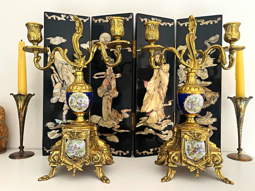 Pair french rococo brass - of,