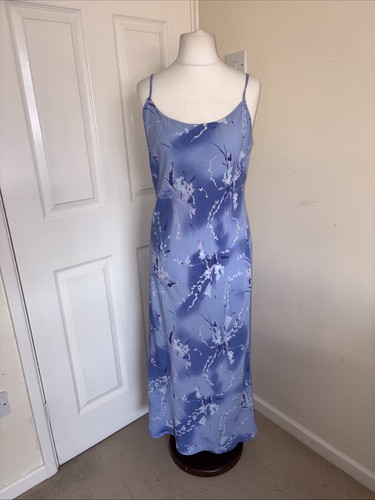 Blue floral slip dress - blue, size