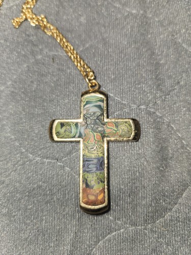 Multi colored cross necklace
