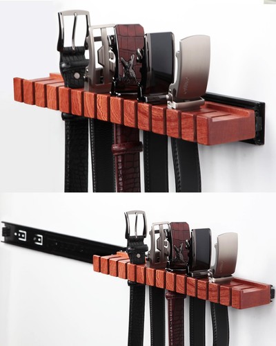 Walnut wood belt organizer - walnut,