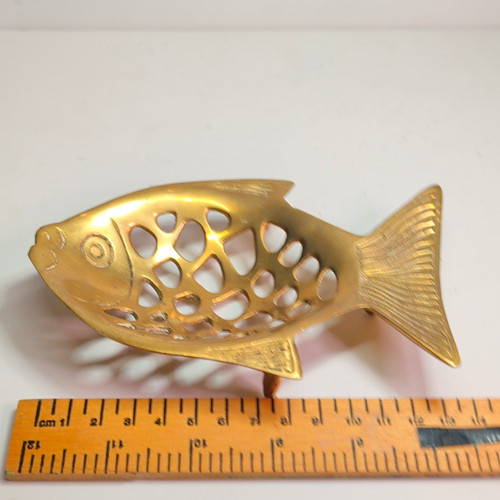 Brass fish shaped pierced dish - fish,