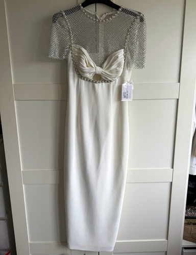Self portrait white crepe midi - self-portrait,