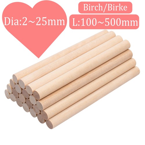Birch wood dowels smooth rod - smooth,
