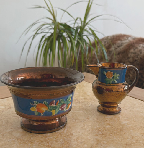 Antique copper lusterware - antique,