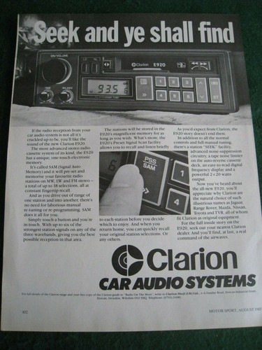 Clarion car audio systems seek - car,