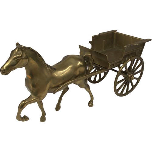 Brass horse and cart - brass,