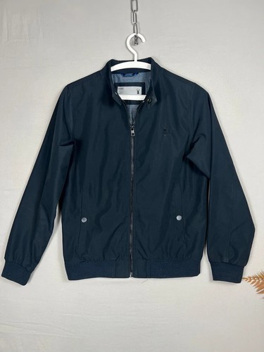 Boys navy black zip bomber