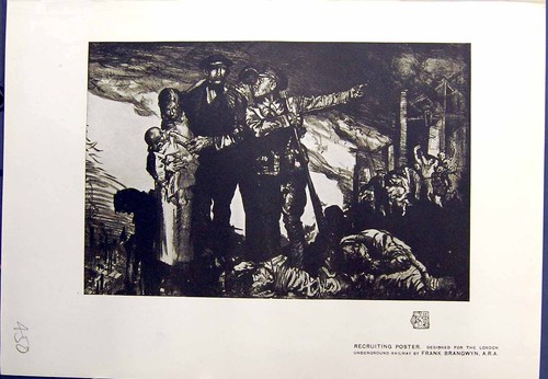 Antique old print recruiting - old,