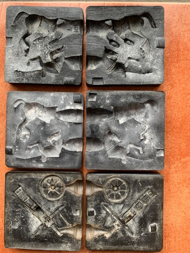 Cannon and two horse lead - lead, toy